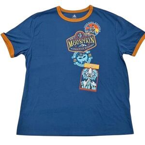 Disney World Expedition Everest Animal Kingdom T-shirt Blue/Yellow Size L
